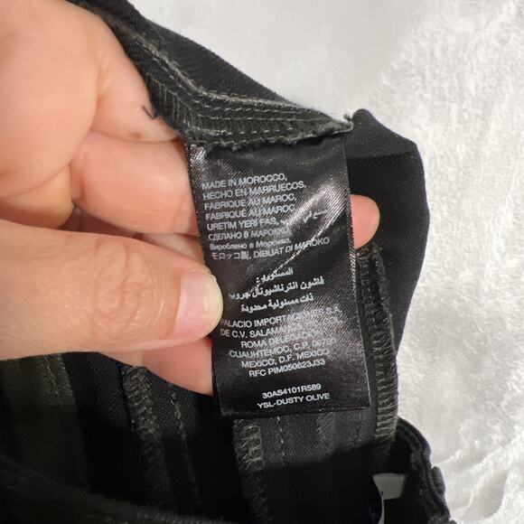 Bebe Women's Shiny Dusty Olive Pants Size 26 Zipper Pockets/Cargo Pockets Y2K - Picture 10 of 12